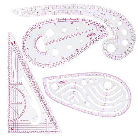 Couture Règle 4 Pièces Règle Métrique Règle de Courbe pour la Couture Modèle de Dessin Outil Sur Mesure pour Vêtements de Bricol