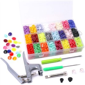 Swpeet de haute qualité 384 pcs 24 couleurs Plastique T5 Boutons à pression avec l'aide de boutons-pression de pinces