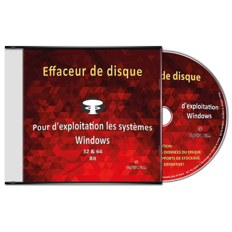 Effaceur & formateur de disque dur pour les systèmes d'exploitation Windows 10 / 8 / 7 / Vista / XP (32 & 64 Bit), destructeur d