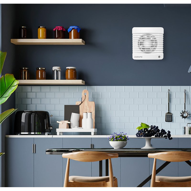 Image secondaire de AIROPE-100 mm Humidity Sensor & Timer,Ventilateur,Extracteur d'Air avec Clapet Anti-Retour + Moustiquaire Intégré,VMC pour Salle