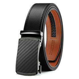 CHAOREN Ceinture Hommes Sans Boucle - Ceinture Automatique en Cuir pour Homme -Taille Ajustable (Largeur de 35 mm)