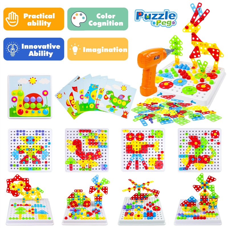 Image secondaire de Jouet Enfant 3 Ans Jeux Enfant Puzzle 3D Etabli Jeux Educatif de Société Cadeau Fille 3 4 5 Ans avec Perceuse Électronique Jeu M