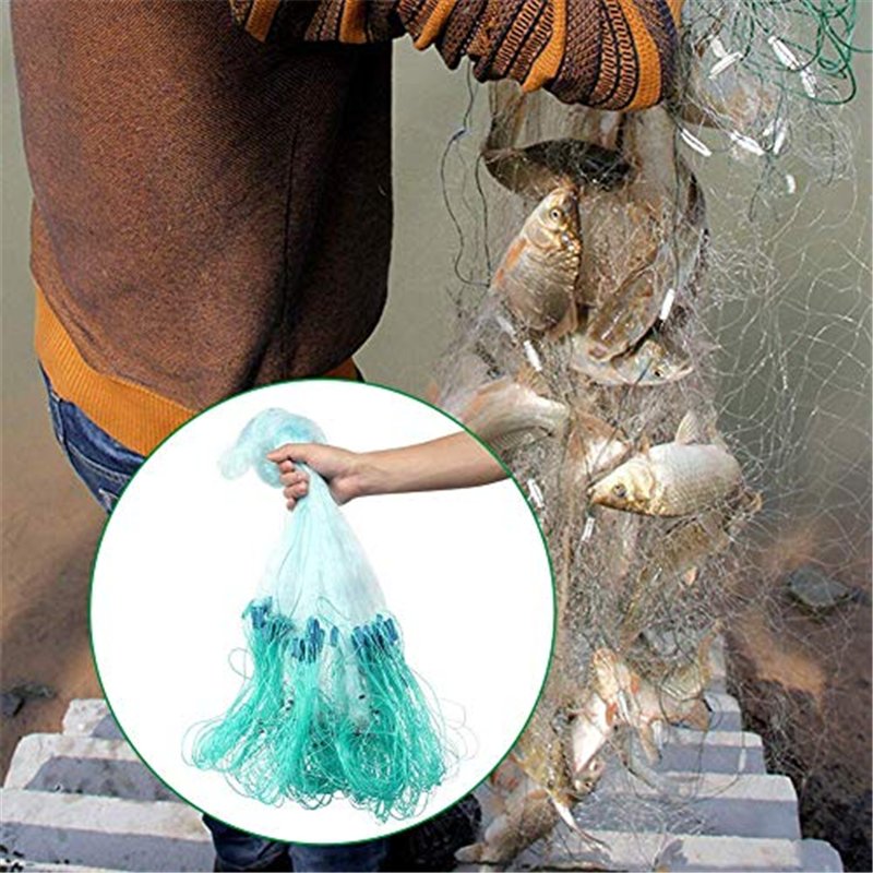 Image secondaire de Duokon Nylon Filet de Pêche, 50m Longueur 1.5m Hauteur Trois Couches Filet de Pêche Lourd avec Flotteur Accessoires de Pêche Évi