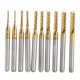10pcs Fraise en Bout en Carbure Cémenté À Gravure Bits Sculpture Perceuse Outils Endated Mill 1-3mm