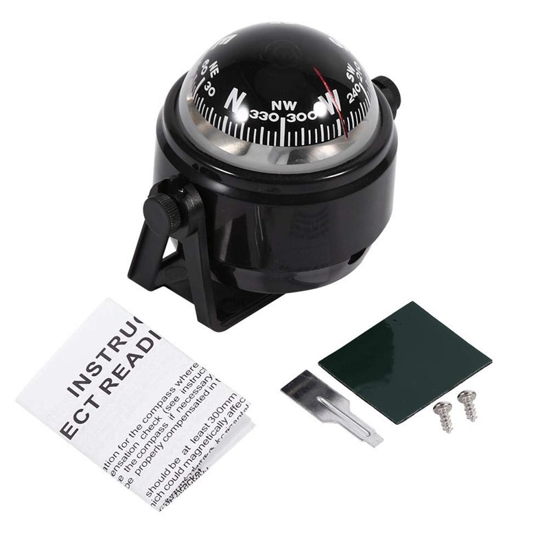 Boussole Déclinaison Magnétique Ajustable Compas Voyager Boussole Voyager Multi-Usage pour Montage sur Support Marin Marine(Noir