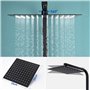 Auralum Colonne de Douche Noir sans Mitigeur Réglable en Hauteur, Colonne de Douche avec Tête de Douche Carré 25x25cm pour Baign