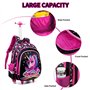 IvyH Cartable Fille Sac à Dos à roulettes, Sac d'école Primaire Licorne Sacs à Dos Chariot avec Sac Repas Bandoulière Trousse En