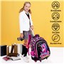 IvyH Cartable Fille Sac à Dos à roulettes, Sac d'école Primaire Licorne Sacs à Dos Chariot avec Sac Repas Bandoulière Trousse En