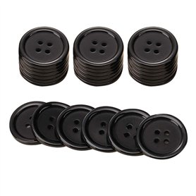 Lot de 20 boutons ronds en résine noire 20 mm 4 trous (noir-20 mm-20 pièces)