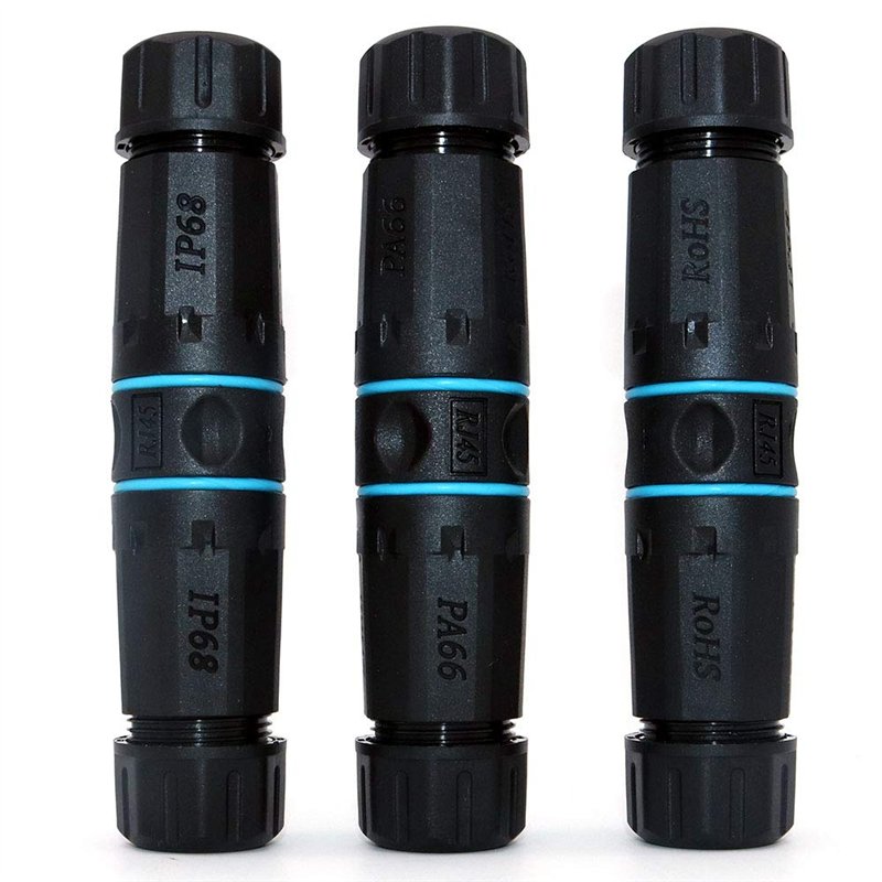 Nuzamas Lot de 3 connecteurs M23 étanches pour câble réseau RJ45 Adaptateur de signal extension réseau CAT6 IP68 Ethernet LAN RJ