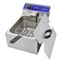 MOOTACO Friteuse électrique Professionnelle Inox unique réservoir 6L Huile, 3000W, 1 Paniers à Friture avec Poignée en Caoutchou