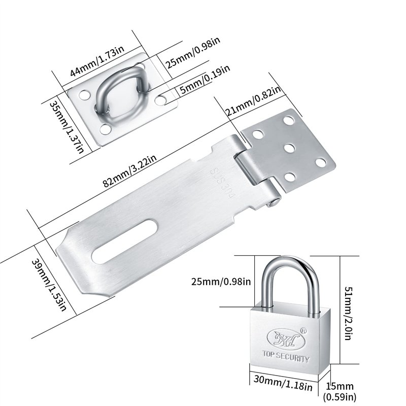 Image secondaire de Moraillon de Cadenas avec Cadenas et Vis, Cadenas Fermoir, Loquets et Verrous de Portes, Moraillon pour Verrouillage de Porte, V