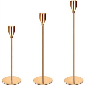 Amzeeniu Chandelier Bougeoir Dorés 3 Pcs