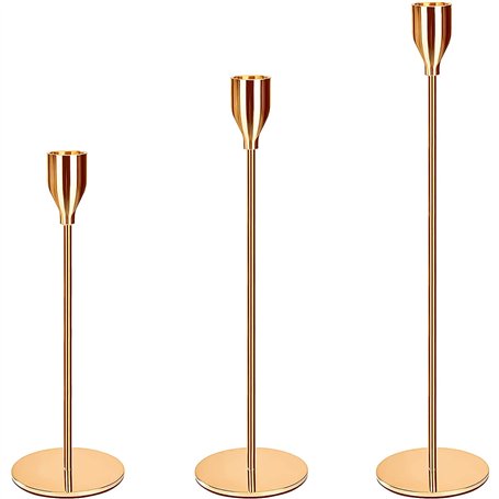 Amzeeniu Chandelier Bougeoir Dorés 3 Pcs