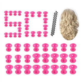 Locisne 50 pcs Silicone Pas de chaleur Hair Curlers + 1 French Hair Braiding Tool
