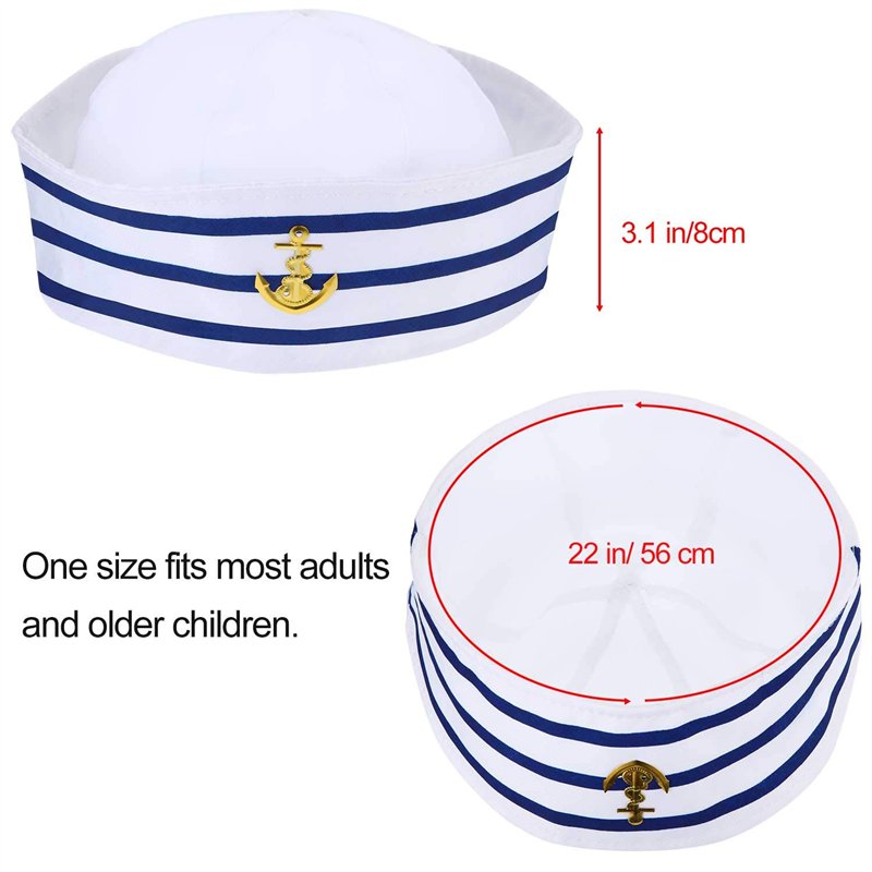Image secondaire de 12 Pièces Chapeaux de Marin en Bleu et Blanc Chapeau de Capitaine pour Accessoire de Costume Fête de Déguisement (Style Délicat)