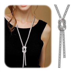 Collier à la mode en cristal avec pendentif All-Match Style Shining Clothes Chaîne de chandail pour femmes avec attachements lon