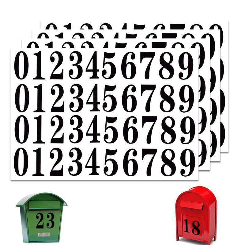 Olakin Chiffres Adhesifs Autocollants 4 Feuilles160 Pièces, Étanche Autocollant de Numéros Boîte aux Lettres, pour Boîte aux Let