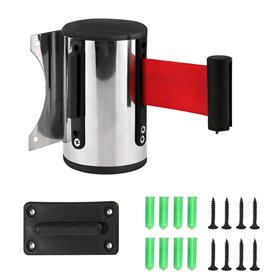 Aweisile 5M Barrière Sécurité Mural Système Mount Retractable Controle Foule Guidage de Foules Rétractable Barrière Ruban la Séc