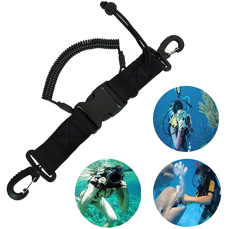 Image secondaire de PlongéE Sous Marine Sangle Longe Boucle Bobine Longe Sangle Appareil Photo PlongéE Outil PlongéE Sous Marine Avec Clips DéGageme