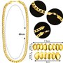 Gejoy Costume de Rappeur Hip Hop, Collier de Chaîne Faux d’Or Collier Chunky avec Plaqué Or pour Bouche Haut Bas Grilles de Dent