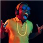 Gejoy Costume de Rappeur Hip Hop, Collier de Chaîne Faux d’Or Collier Chunky avec Plaqué Or pour Bouche Haut Bas Grilles de Dent