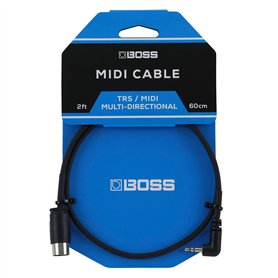 BOSS BMIDI-2-35 60 cm – Câble MIDI compact minijack TRS vers connecteur 5 broches multidirectionnel – permet une connexion premi