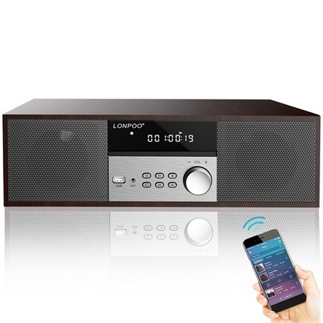 Micro Chaîne HiFi stéréo compacte - Haut-parleurs 40 Watts avec Lecteur CD