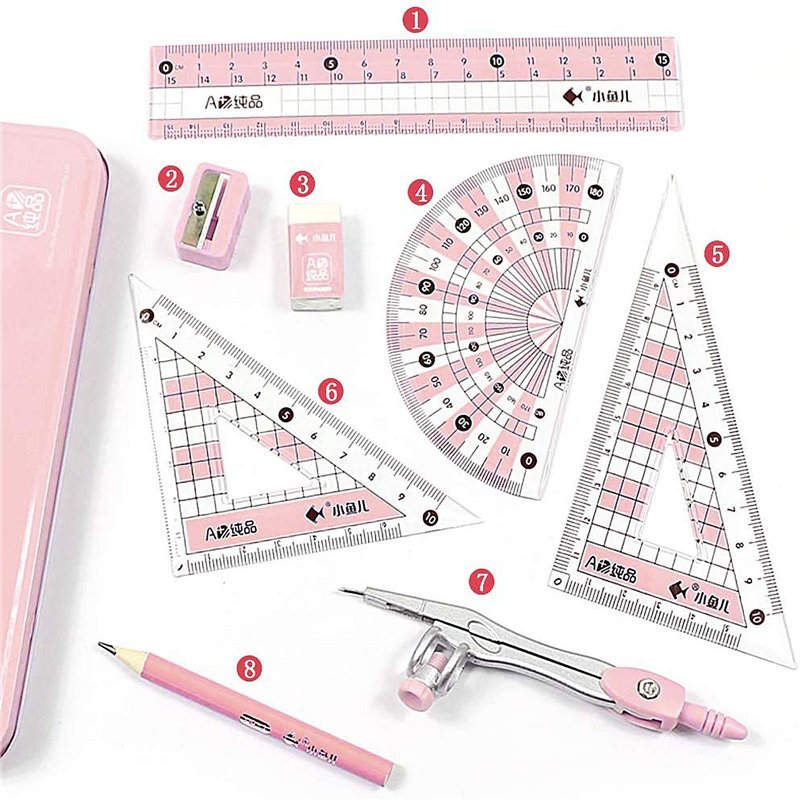 Image secondaire de Srup 8 Pièces Géométrie Compas Maths, dessin de la Géométrie du Jeu de Boussoles, Ensemble de Boussole avec Gomme, Kit de Geomet