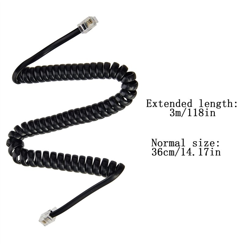 Image secondaire de Srup 4 Pièces Cable Telephone Fixe, Combiné Téléphonique Câble Spiralé, Cordon Combiné Téléphone Rj9, Cable Telephonique, Cable 