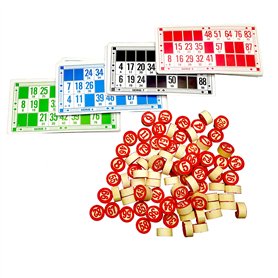EUROXANTY Set Bingo et 48 cartons – Bingo de voyage – Jeu de table traditionnel – Fiches à chiffres 2 faces – Sac de transport p