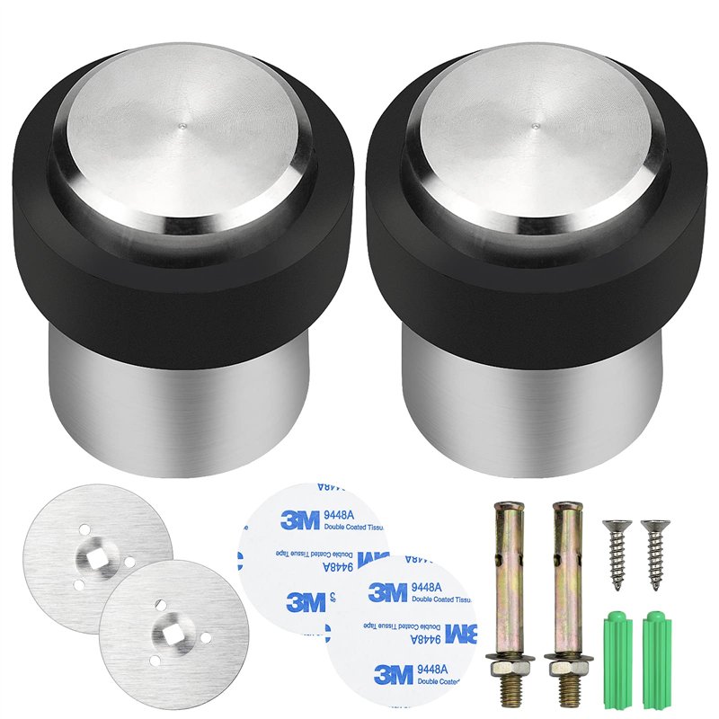TEESIN 2pcs Butée de Porte Ronde en Acier Inoxydable Ø 32 mm, Butoir de Porte Sol, Entretoise pour Fixation au Sol, Installer au