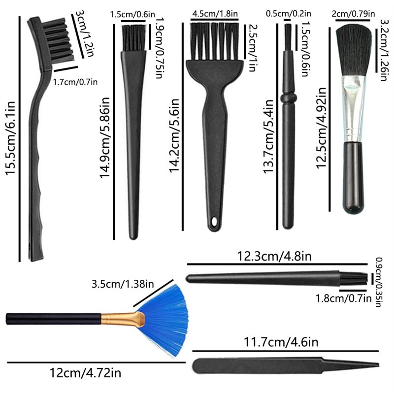 Image secondaire de 8 en 1 Pinceau Antistatique Brosse Antistatique Kit Nettoyage PC Pinceaux de Clavier Kit de Brosses à Clavier Pinceaux de Dépous