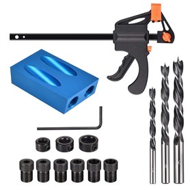JIZZU 15pcs Gabarit de percage oblique pour bois - Guide 15° pour positionnement de trous de 6/8/10mm