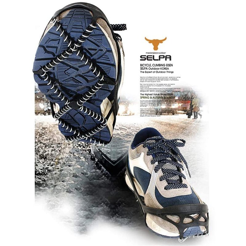 Image secondaire de 1 paire de crampons antidérapants universels pour chaussures à neige, dispositif de traction pour randonnée, marche, jogging (co