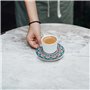 Dessous de Verre Absorbants en Liège et Céramique avec Support en Métal Motif Mandala de 10cm (8pcs) pour Tasses, Bougies Cadeau