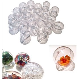 PIQIUQIU 24 Boules de Noël en Plastique Acrylique Transparent Diamètre 6 cm Transparentes à Remplir Boule Transparente Plastique