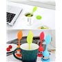 Lot de 4 infuseurs à thé en acier inoxydable et silicone - Passoire à thé avec couvercle et soucoupe - Boule à thé - Filtre à th
