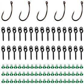 Vis d'appât 60Pcs Vis à Appâts 30Pcs Vis avec Boucle Ronde 5Pcs Hameçon pour la Fixation du Matériel de Pêche
