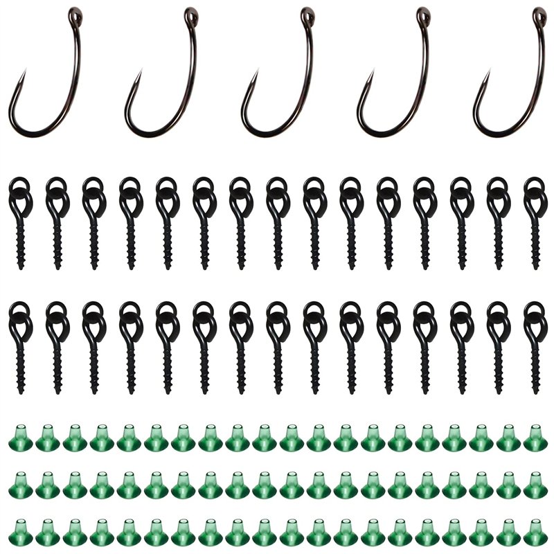 Vis d'appât 60Pcs Vis à Appâts 30Pcs Vis avec Boucle Ronde 5Pcs Hameçon pour la Fixation du Matériel de Pêche, Hameçon pour Outi