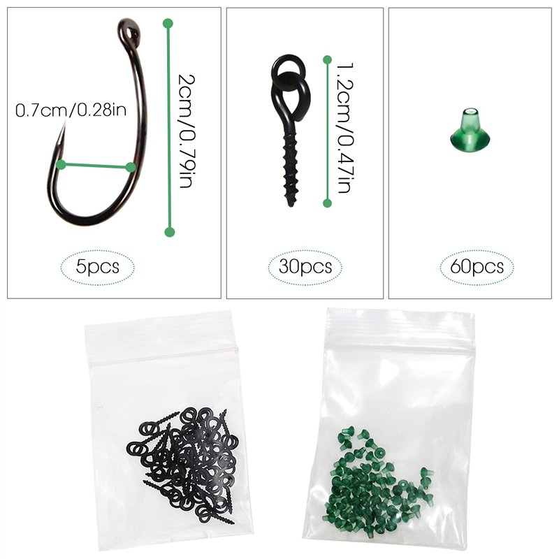 Image secondaire de Vis d'appât 60Pcs Vis à Appâts 30Pcs Vis avec Boucle Ronde 5Pcs Hameçon pour la Fixation du Matériel de Pêche, Hameçon pour Outi
