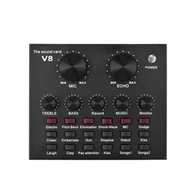 Btuty Carte son externe de mixage audio USB Interface audio avec effets sonores multiples Batterie rechargeable intégrée