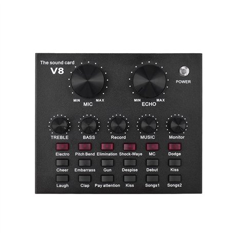 Btuty Carte son externe de mixage audio USB Interface audio avec effets sonores multiples Batterie rechargeable intégrée