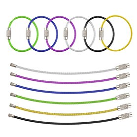SIOPPKIK 30 pièces Porte-clés en Fil Couleur en Acier Inoxydable Porte-clés en câble Boucle Anneaux avec Joints en Acier Inoxyda