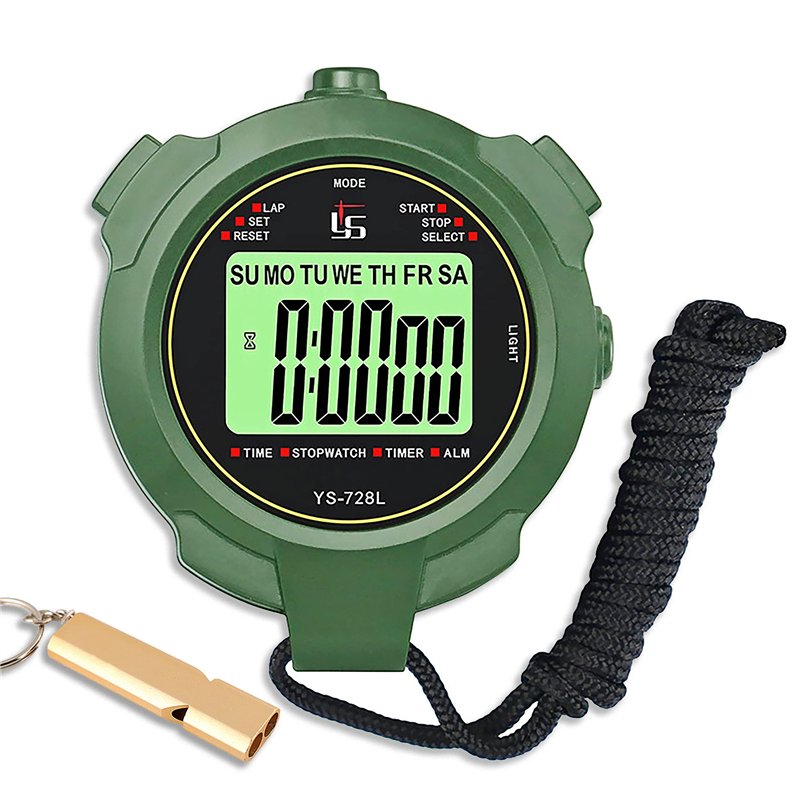 Chronomètre avec Sifflet,Chronometre Professionnel 2 Mémoire avec Fonction Muet et Lumière pour Sport