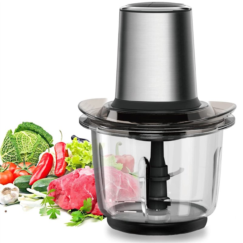 Hachoir Électrique, 400W Hachoir a Viande, 2 Niveaux de Vitesse, 1.5 L Bol en Verre, 4 Lames Inox Amovibles, Hachoir Multifonction