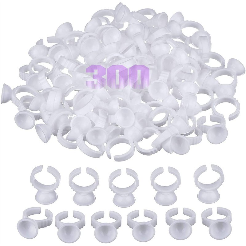 WZYTEU 300 pcs Bague Colle,Jetable 13 mm Bagues Colle,pour Extensions de Cils Tatouage Maquillage Sourcils Pigment Ink et Nail A