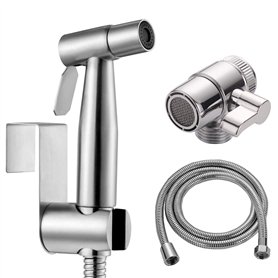 Bidet à main robinet de toilette pulvérisateur bidet d'eau chaude ， accessoires de bidet accessoire de douche en acier inoxydabl