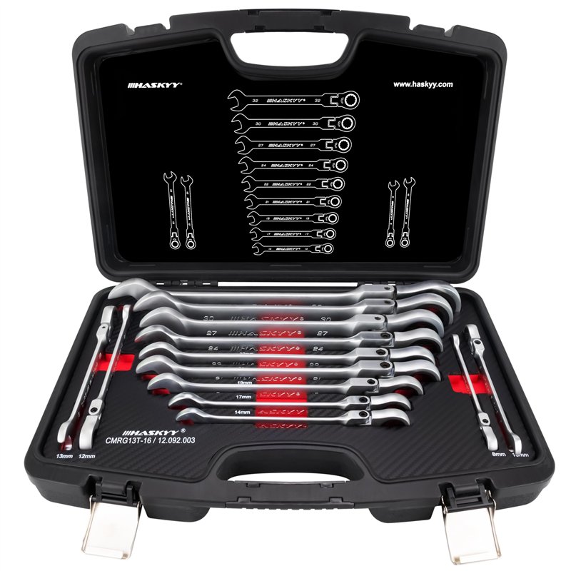 clés à cliquet articulées I Clé à cliquet à bout libre 8 à 32 mm I kit d’outillage 13 pièces