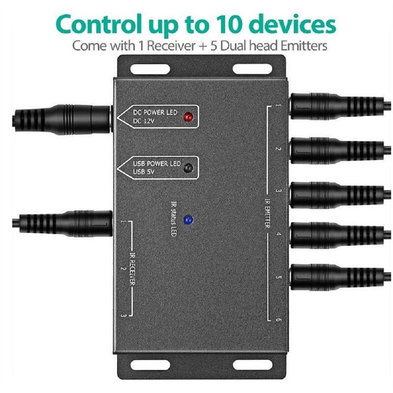 Image secondaire de Système de Répétiteur Infrarouge Caché Bolongking - Kit d'Extension Infrarouge avec 1 Récepteur et 10 Émetteurs, Prise EU